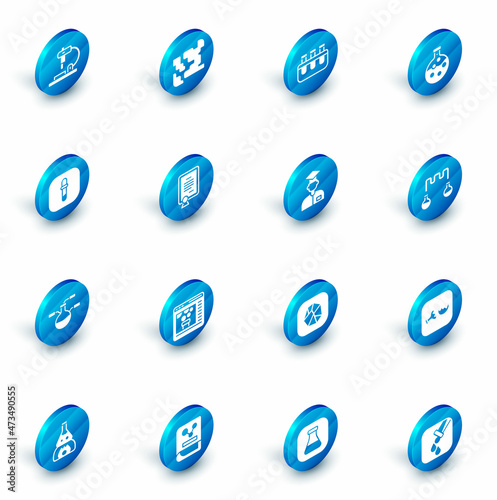Set Gaseous, Test tube and flask, Pipette, Certificate template, and Laboratory assistant icon. Vector