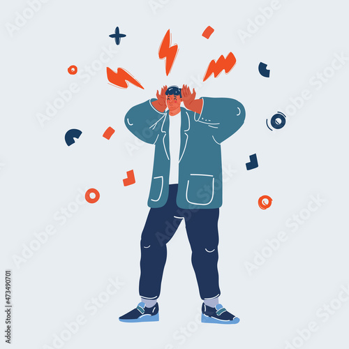 Vector illustration of man with headache