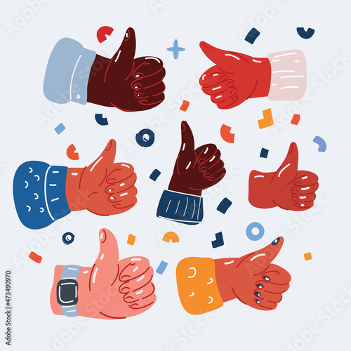 Vector illustration of vector thumbs up set