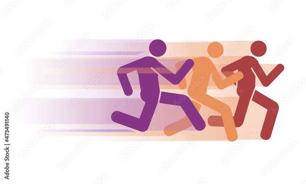 Race, running people group icon. Marathon team sport Vector illustration silhouette flat