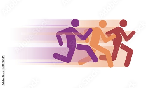 Race, running people group icon. Marathon team sport Vector illustration silhouette flat