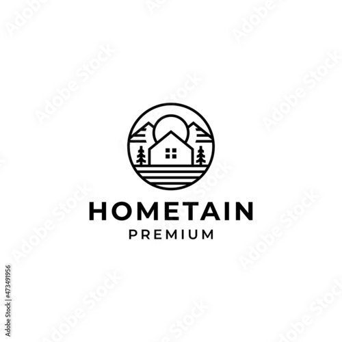 Vintage Mount Home line logo vector icon illustration vintage style for your business