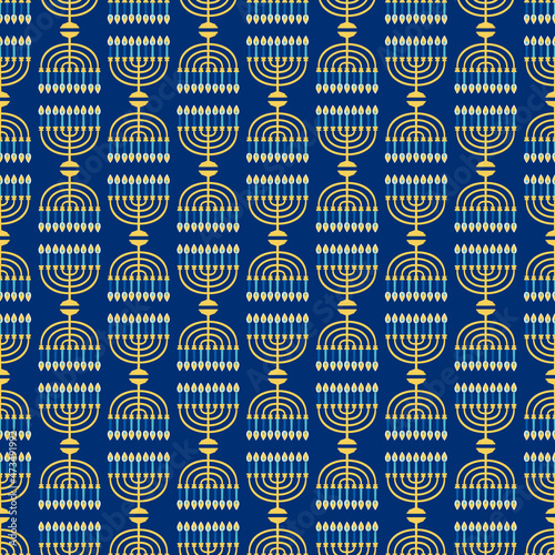 Hanukkah menorah seamless pattern. Religious background for jewish holidays. Vector illustration