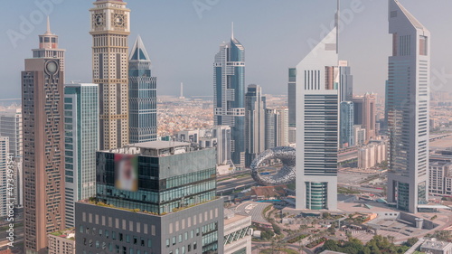 Canvas Print Skyscrapers on Sheikh Zayed Road and DIFC timelapse in Dubai, UAE