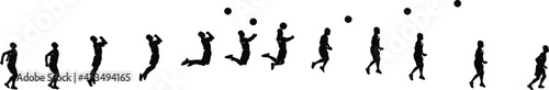 This is an image of football header player silhouette sequences for animation.