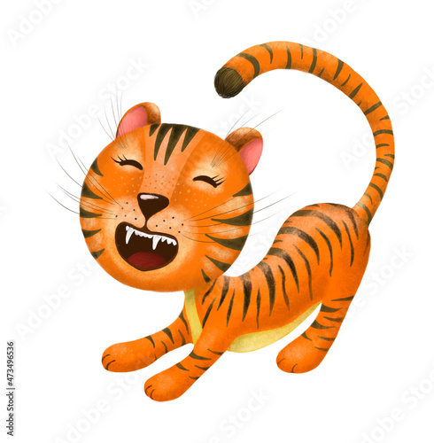 Fototapeta Naklejka Na Ścianę i Meble -  illustration digital baby tiger