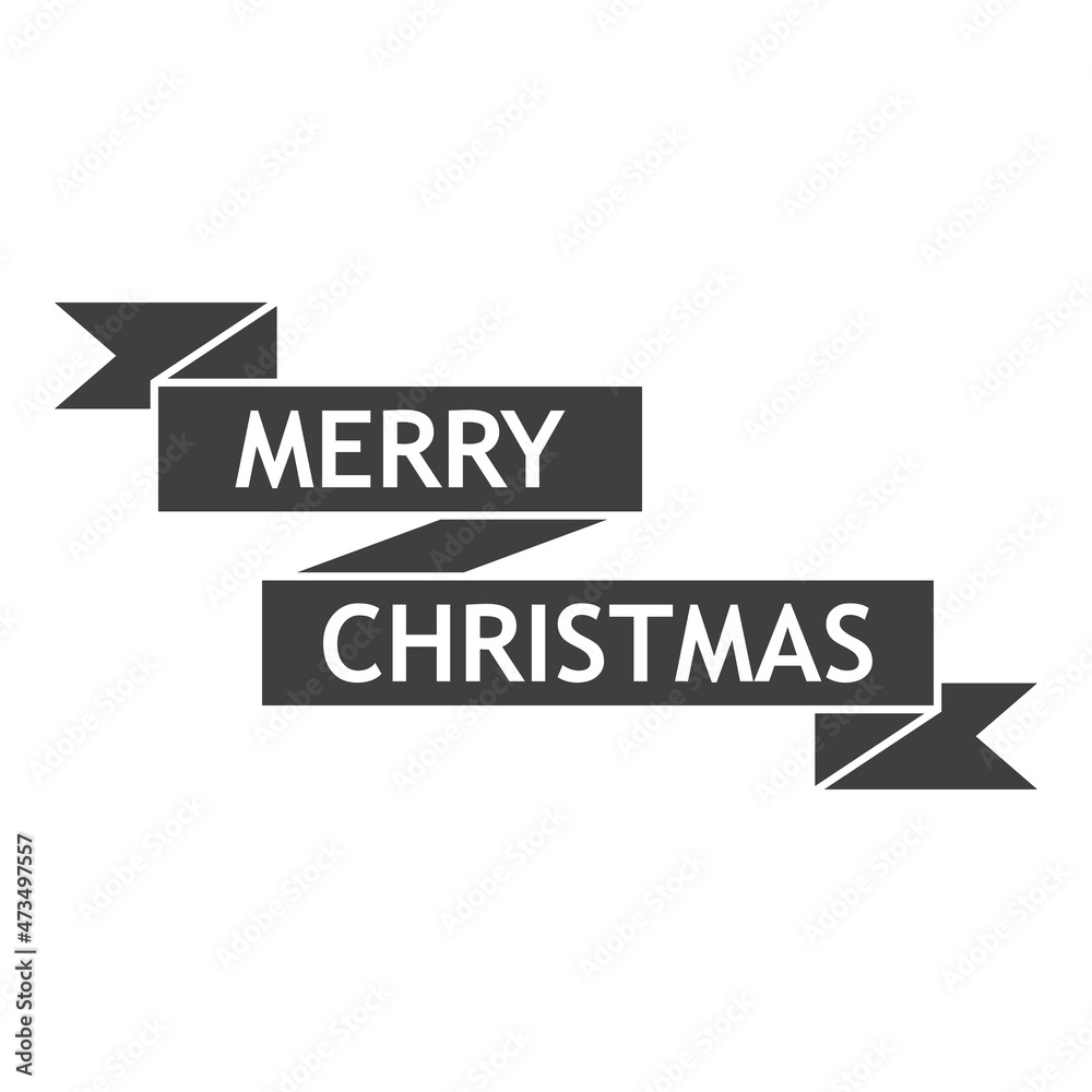 Banner con texto Merry Christmas en cinta en color gris para su uso en invitaciones y tarjetas de felicitación