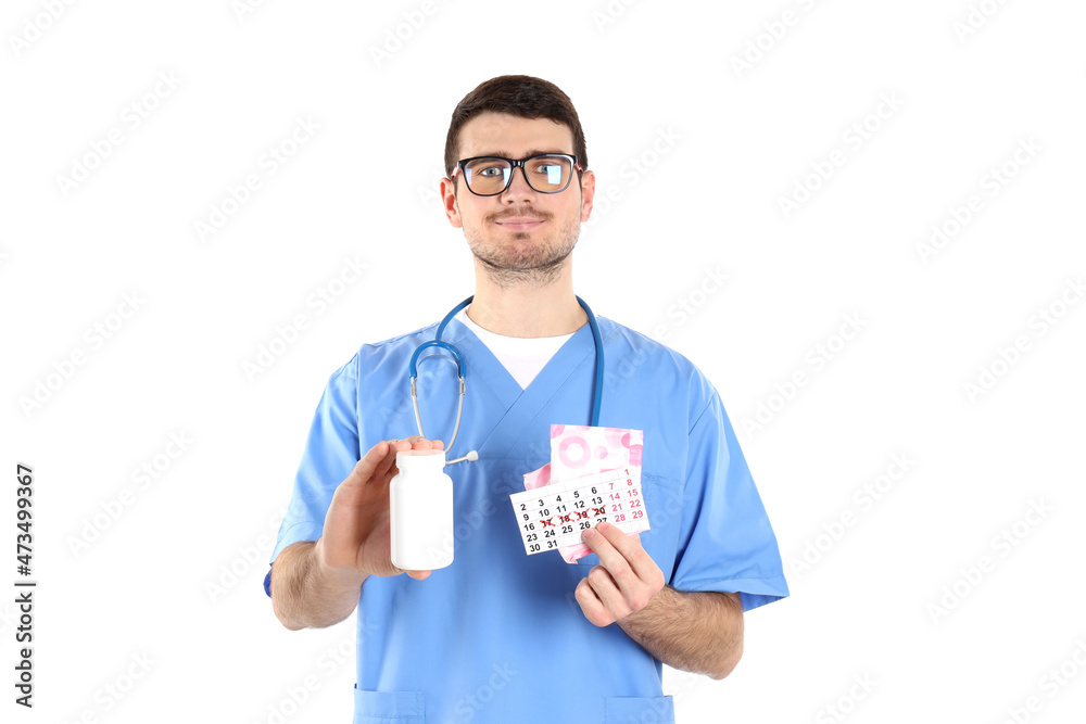 Young doctor gynecologist isolated on white background Young doctor gynecologist isolated on white background