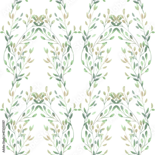 Spring foliage. Seamless pattern in a watercolor style. Background for fabric  wallpaper  postcards.