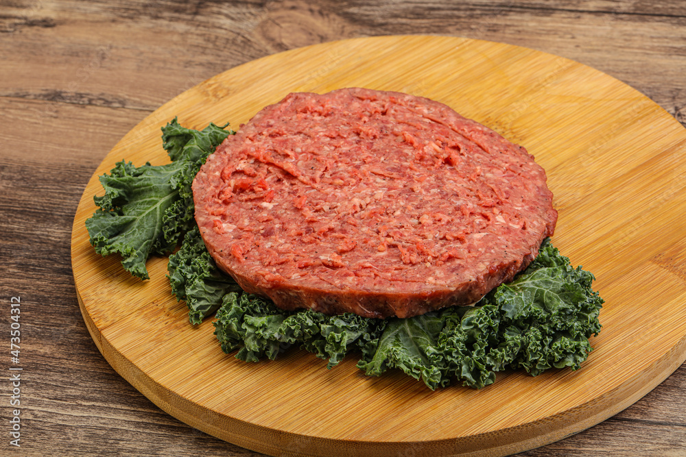 Raw beef burger cutlet for burger Raw beef burger cutlet for burger
