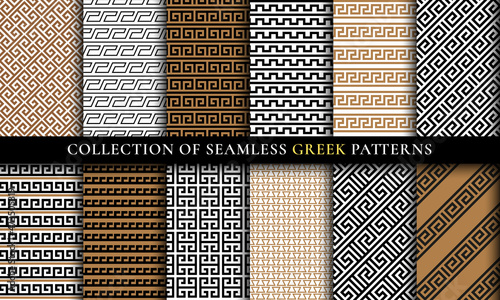 Vector seamless Greek patterns collection, art set