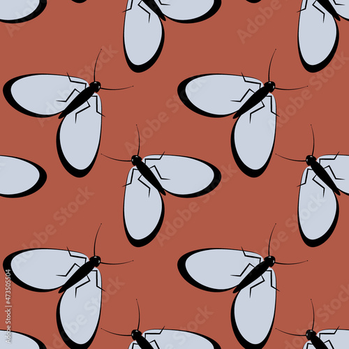 Illustration on a square background - stylized moths - graphics. Summer, insects, unbearable ease of life