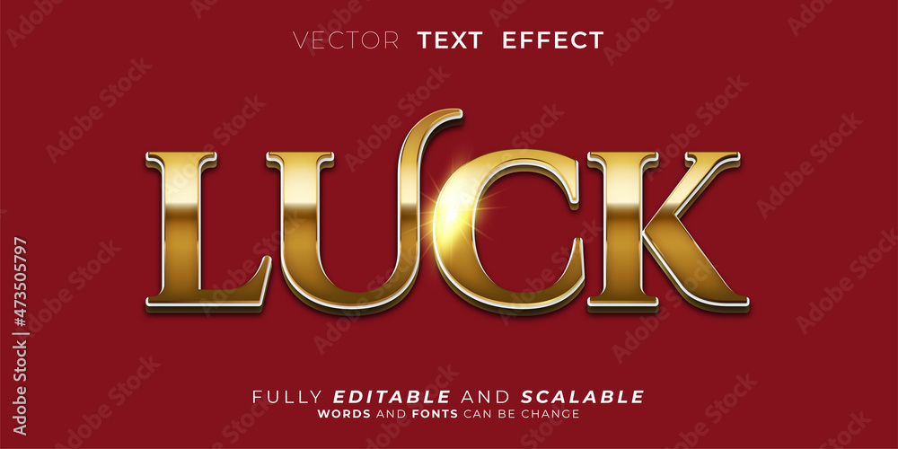 Luck text effect, Editable 3d text style