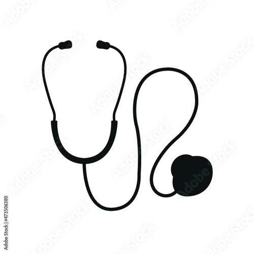 Stethoscope line icon doctor health heart symbol vector