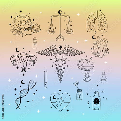 Medical, Apothecary symbols. Medicine logo vector designs