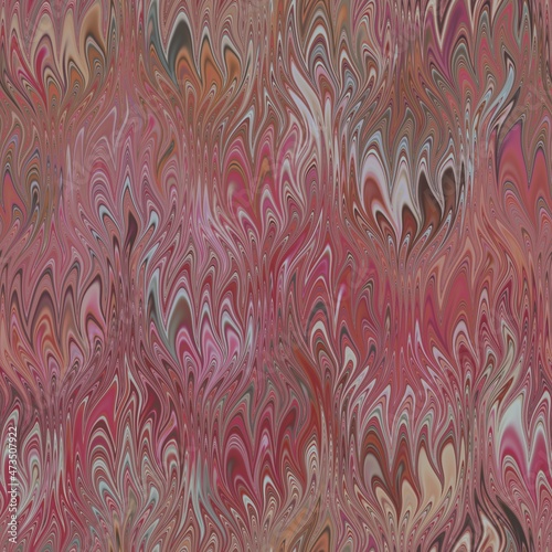 Seamless combed conch effect Turkish ebru marble surface pattern design for print. High quality illustration. Luxurious ancient art form. Wavy liquid fluid marbled book paper antique graphic design.