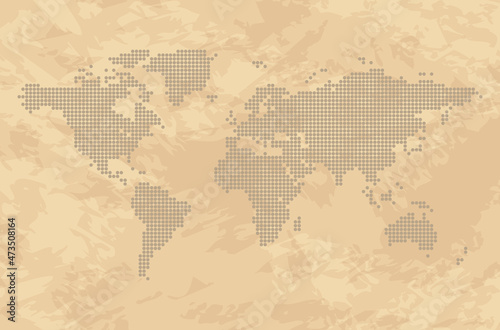 Fototapeta Naklejka Na Ścianę i Meble -  light brown grunge background with dotted world map - vector