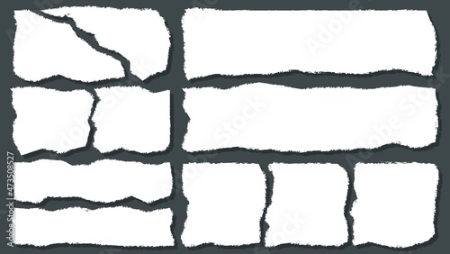 Set Of Abstract Blank White Paper Torn Sheet Design Template