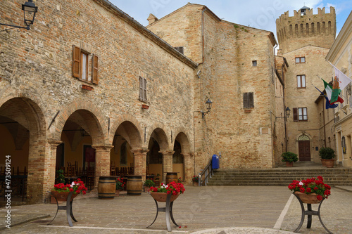 Quadro su tela Moresco, medieval village in Fermo province, Marche, Italy