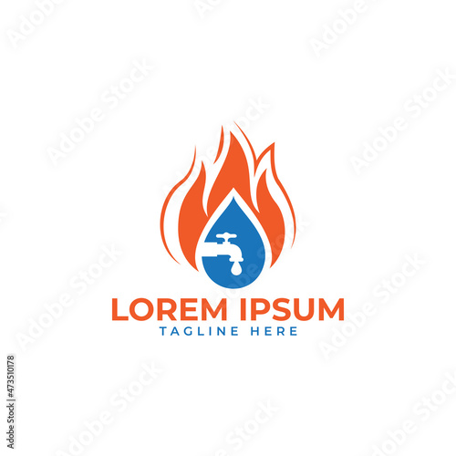 heating and plumbing logo design vector template