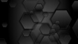 Black technology geometric hexagons abstract background