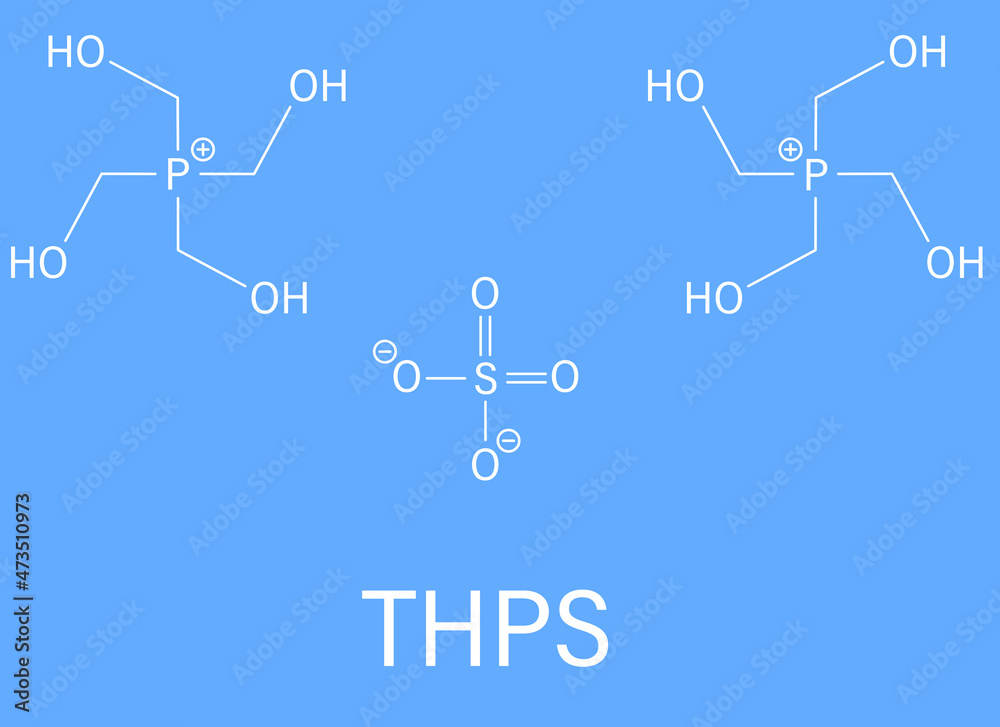 tetrakis(hydroxymethyl)phosphonium sulfate (THPS) biocide molecule. Skeletal formula.