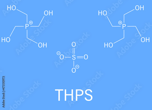 tetrakis(hydroxymethyl)phosphonium sulfate (THPS) biocide molecule. Skeletal formula.