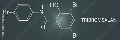 Tribromsalan disinfectant molecule. Skeletal formula.