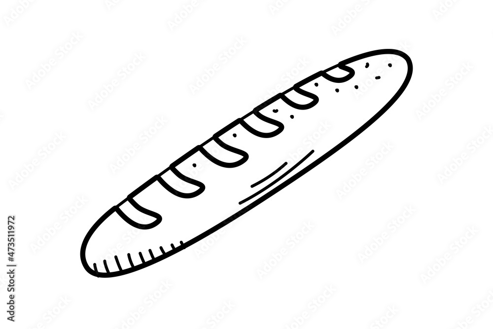 Bread baguette sandwich toast icon, vector illustration of a piece of bread doodle style. Bread baguette sandwich toast icon, vector illustration of a piece of bread doodle style.
