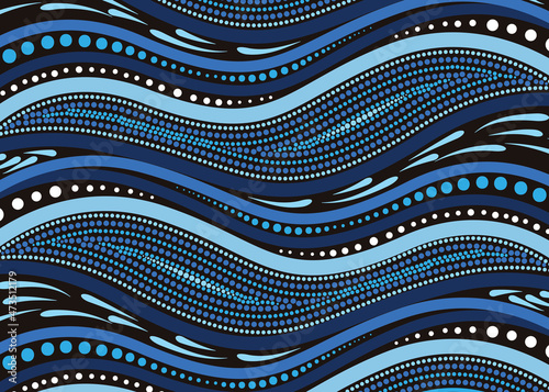 Aboriginal dot design blue seamless pattern background