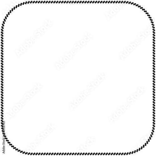 Straight yarn or rope rounded rectangle as border of frame in marine illustration