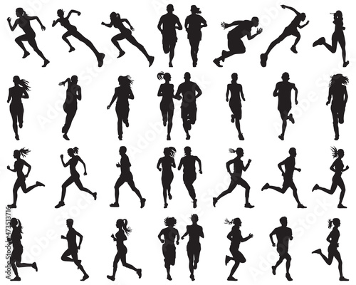 Black silhouettes of running on a white background  © NEXA