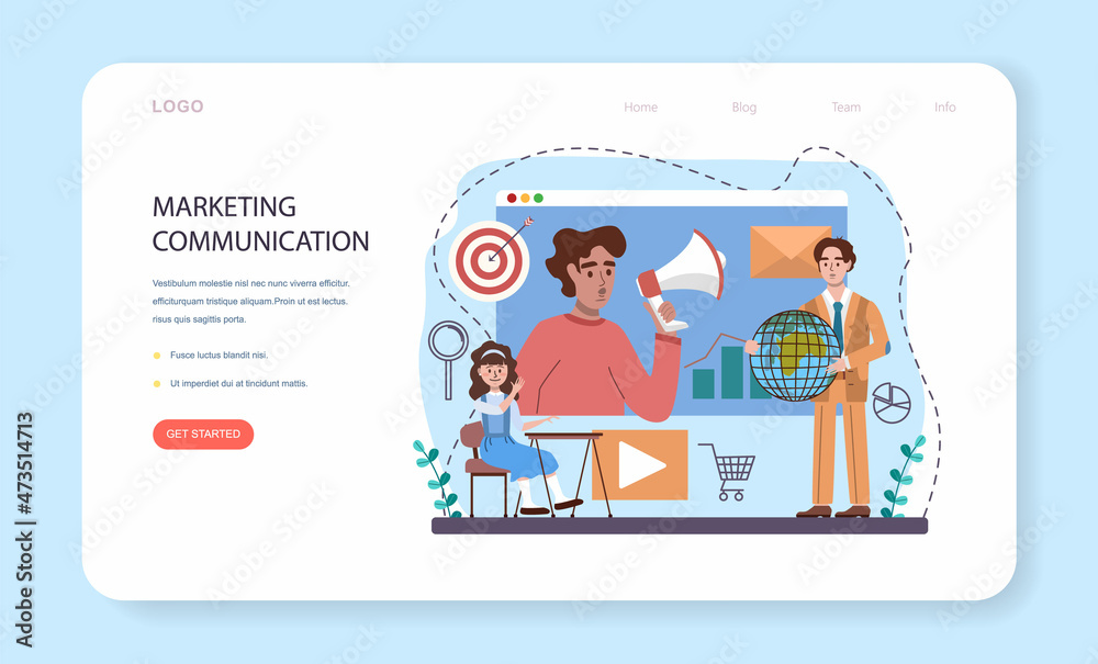 Marketing education school course web banner or landing page