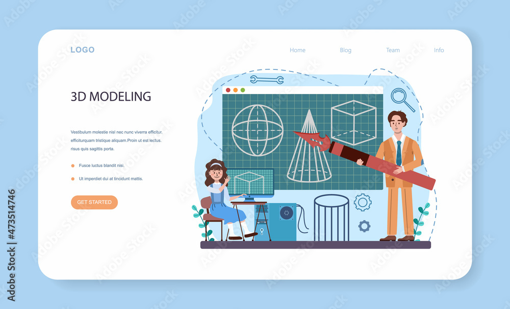 Crafting and modeling school course web banner or landing page set