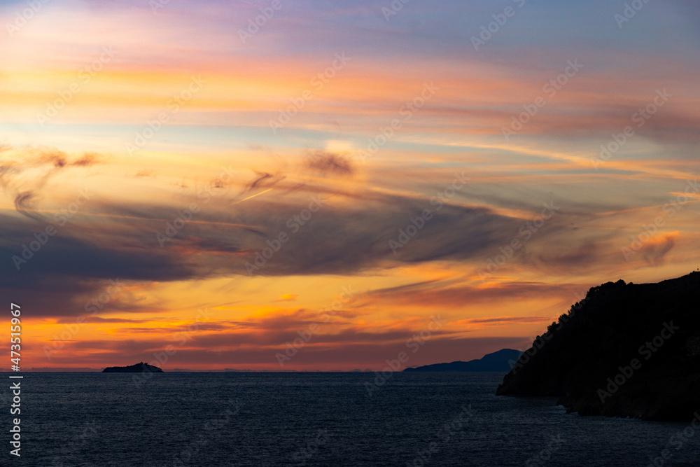 Cloudscape over the sea, sunset shot. Dubrovnik. Croatia.