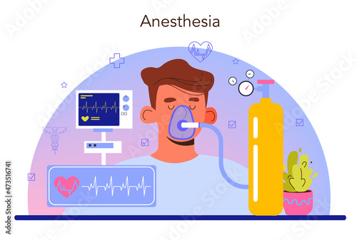 Anesthesiologist. Doctor wearing medical mask and uniform photo
