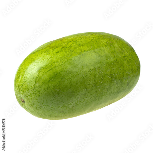 fresh green long watermelon isolated on white background