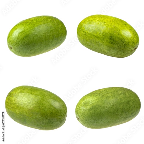 set of long watermelon isolated on white background