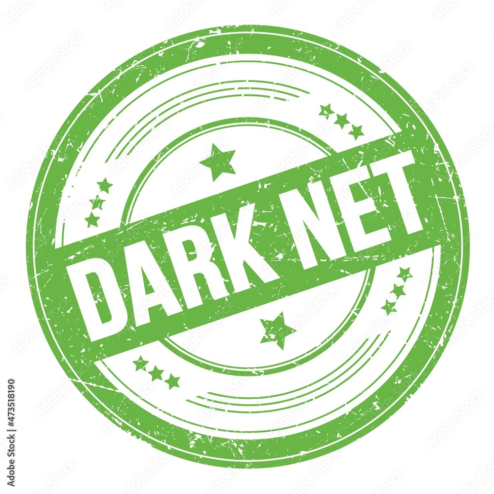 DARK NET text on green round grungy stamp.