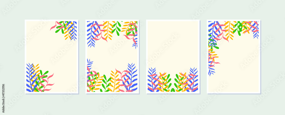 Abstract Plant Art design for print, cover, wallpaper, minimal wall art and natural. Set 4 illustration botanical abstract wall arts vector collection. 