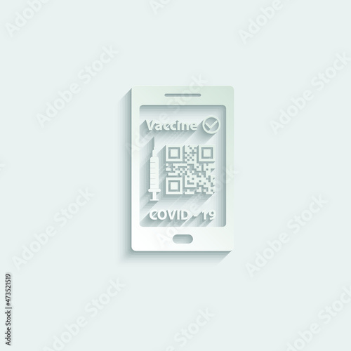 corona virus vaccination passport.   smartphone app vaccin certificate covid 19 icon vector 