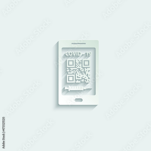 corona virus vaccination passport.   smartphone app vaccin certificate covid 19 icon vector 