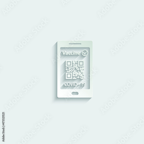corona virus vaccination passport.   smartphone app vaccin certificate covid 19 icon vector 
