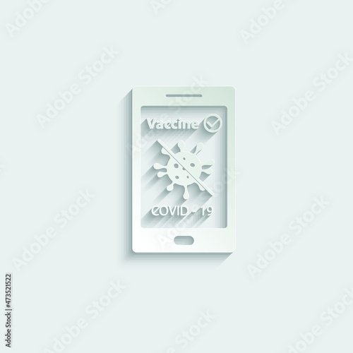corona virus vaccination passport.   smartphone app vaccin certificate covid 19 icon vector 