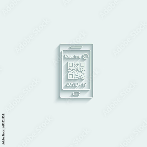 corona virus vaccination passport.   smartphone app vaccin certificate covid 19 icon vector 