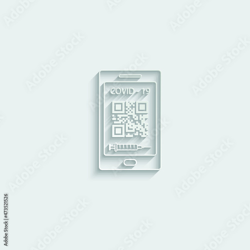 corona virus vaccination passport.   smartphone app vaccin certificate covid 19 icon vector 