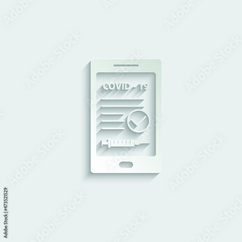 corona virus vaccination passport.   smartphone app vaccin certificate covid 19 icon vector 