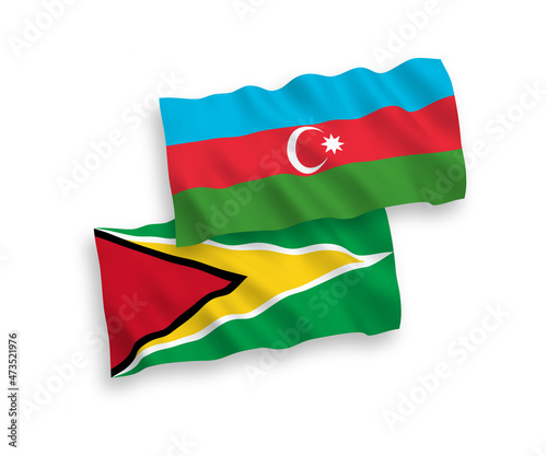 Flags of Co-operative Republic of Guyana and Azerbaijan on a white background