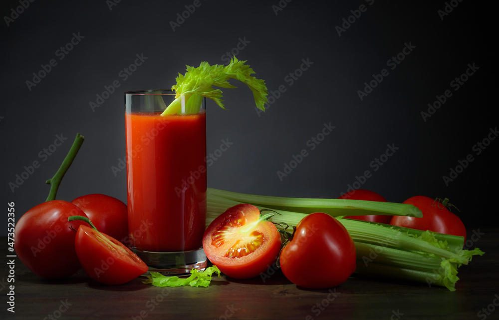 Tomato juice with celery sticks Tomato juice with celery sticks