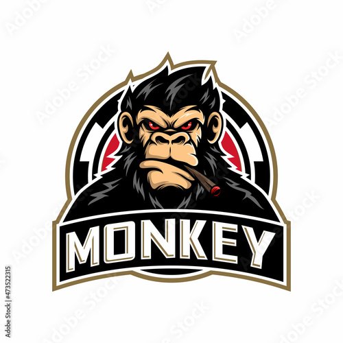 awesome monkey logo vector illustration